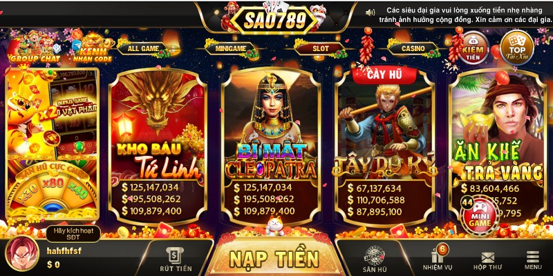 Giới thiệu chung về sảnh game slot Sao789